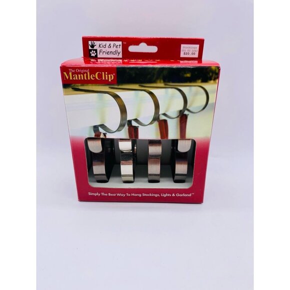 The Original MantleClip Stocking Holder 4-Pack Brushed Metal Adjustable Clips - Picture 1 of 12